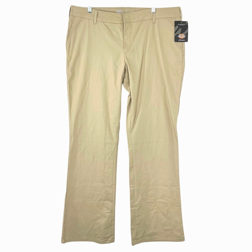 NEWβ Dickies Women's Size 18L Flex Twill Slim Fit Bootcut Pants Desert Sand NWT